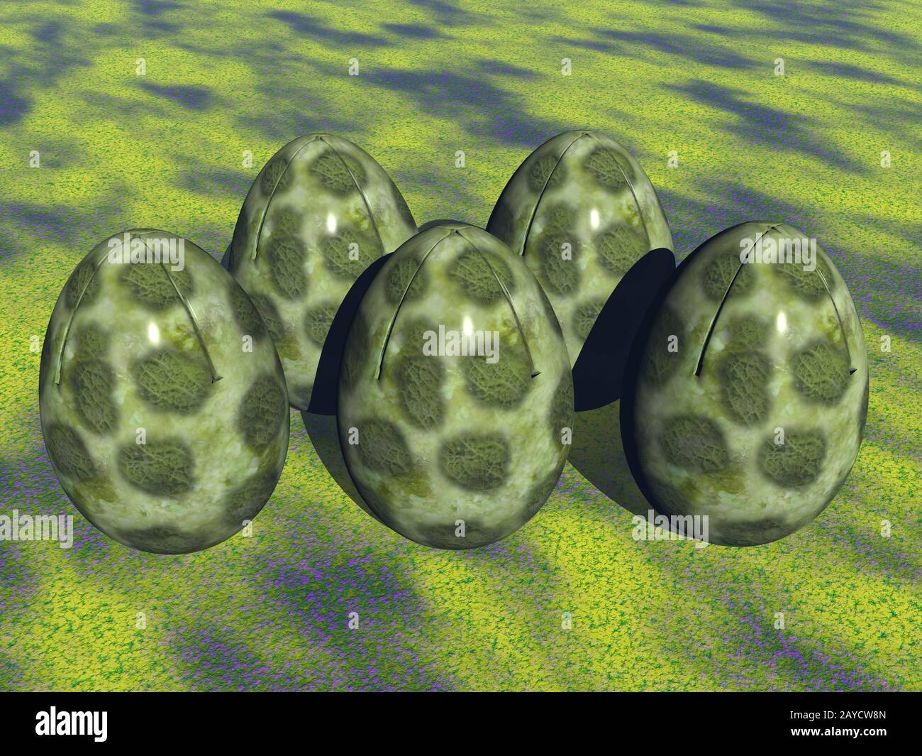 green spotted alien eggs Stock Photo