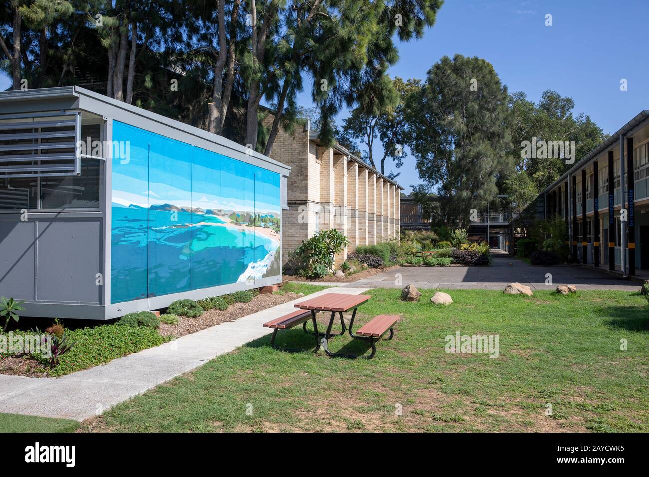 School demountable classrooms at a Sydney public school in Australia Stock Photo