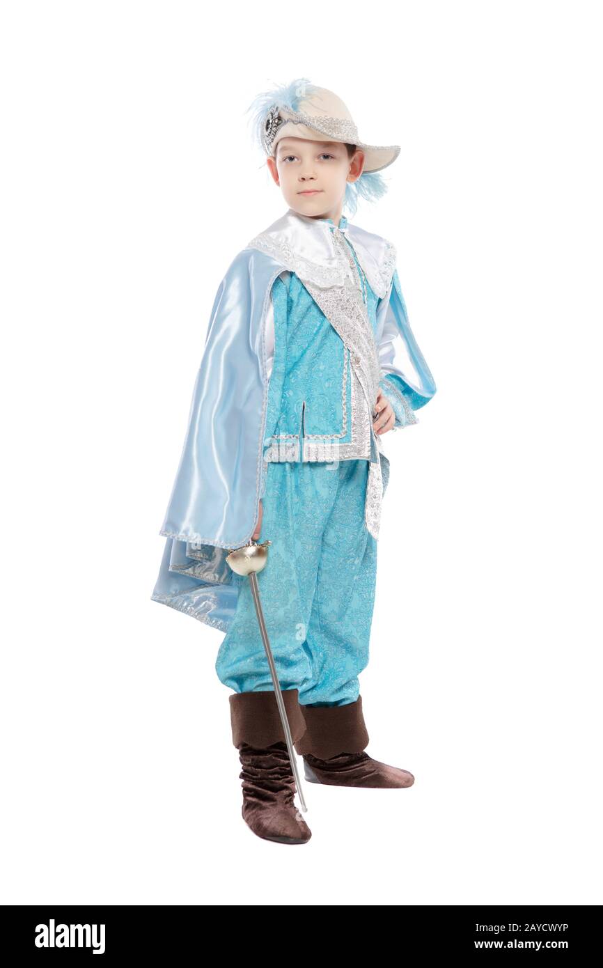 Nice boy in a musketeer costume Stock Photo