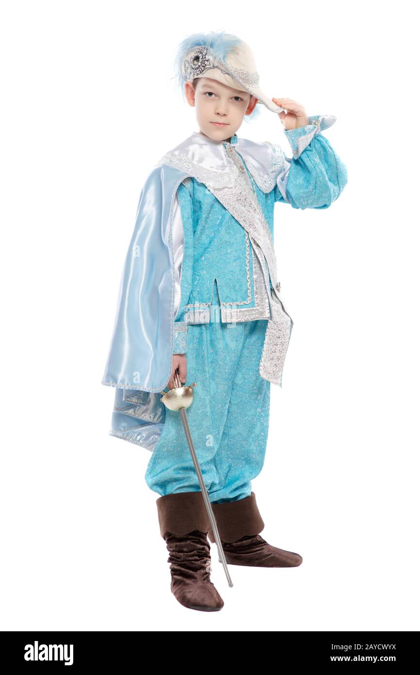 Charming boy in a musketeer costume Stock Photo