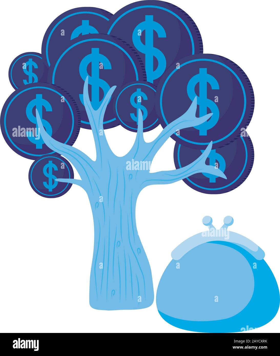 Wallet and coins tree of money financial item banking commerce market  payment buy currency accounting and invest theme Vector illustration Stock  Vector Image & Art - Alamy