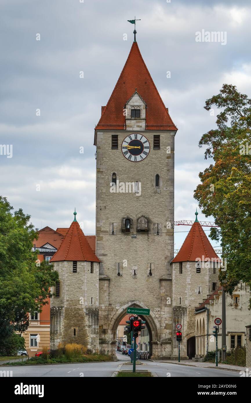 Old east gate in Regensburg, Germany Stock Photo