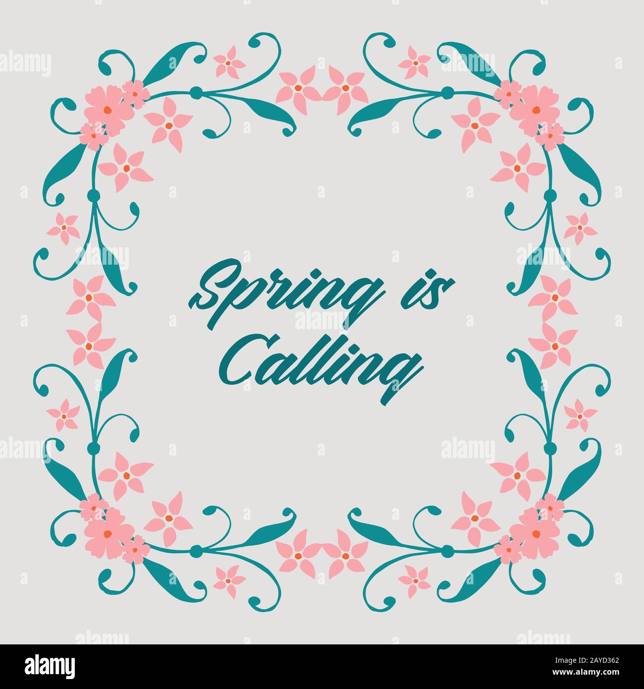 Modern pattern of leaf and wreath frame, for spring calling poster ...