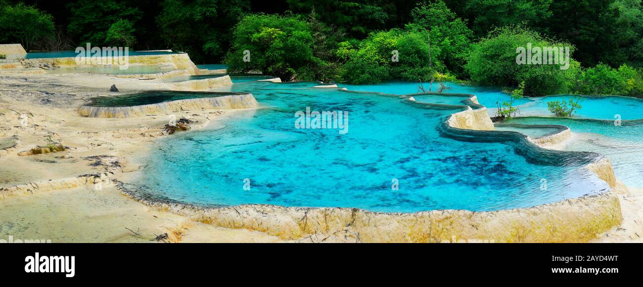 Natural blue pool ,Huanglong, Sichuan,China Stock Photo