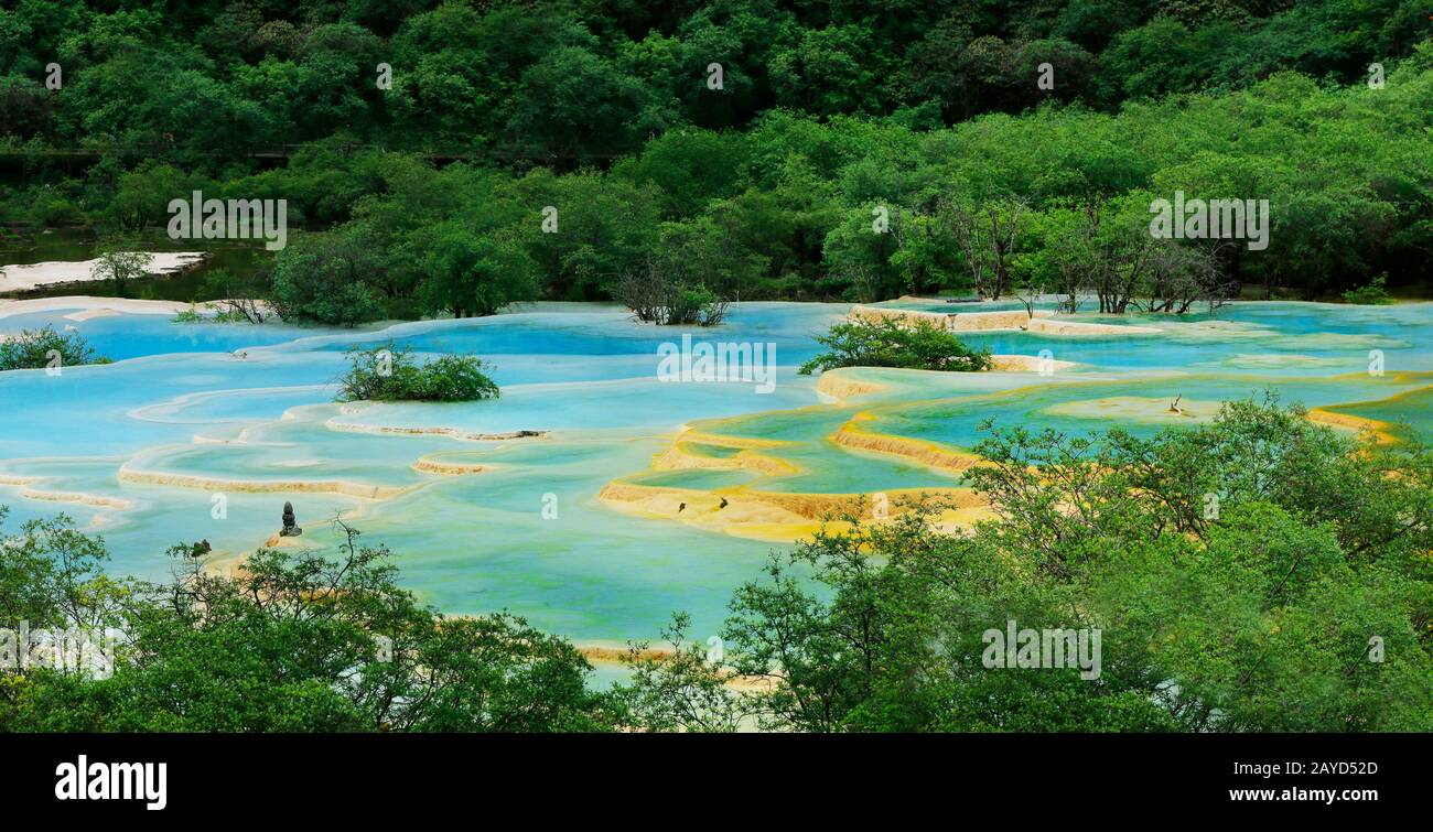 Natural blue pool ,Huanglong, Sichuan,China Stock Photo