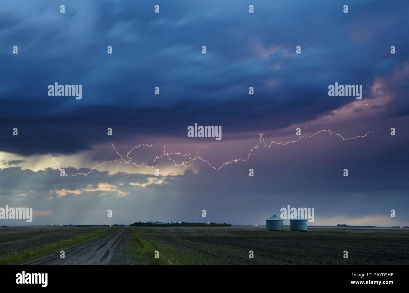 Storm Lightning Rural Canada Stock Photo