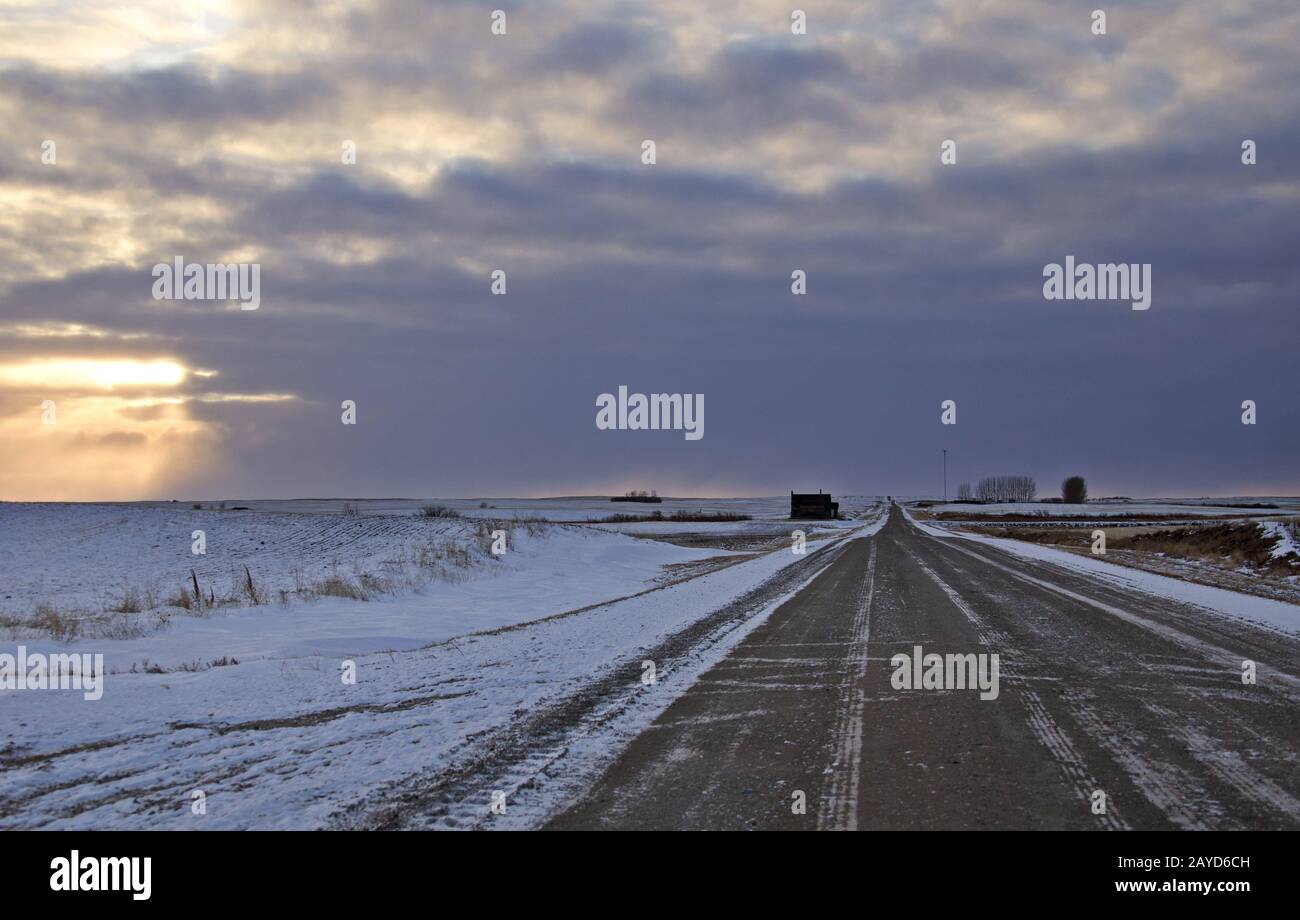 Prairie Landscape in Winter Stock Photo