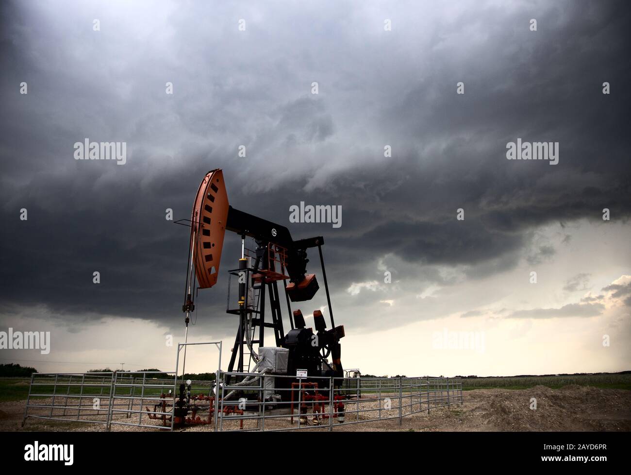 Storm Oil Field Pump Jack Stock Photo Alamy