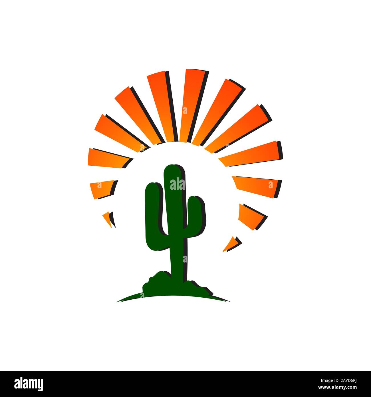 sun and cactus logo sign vector concept design texas west template