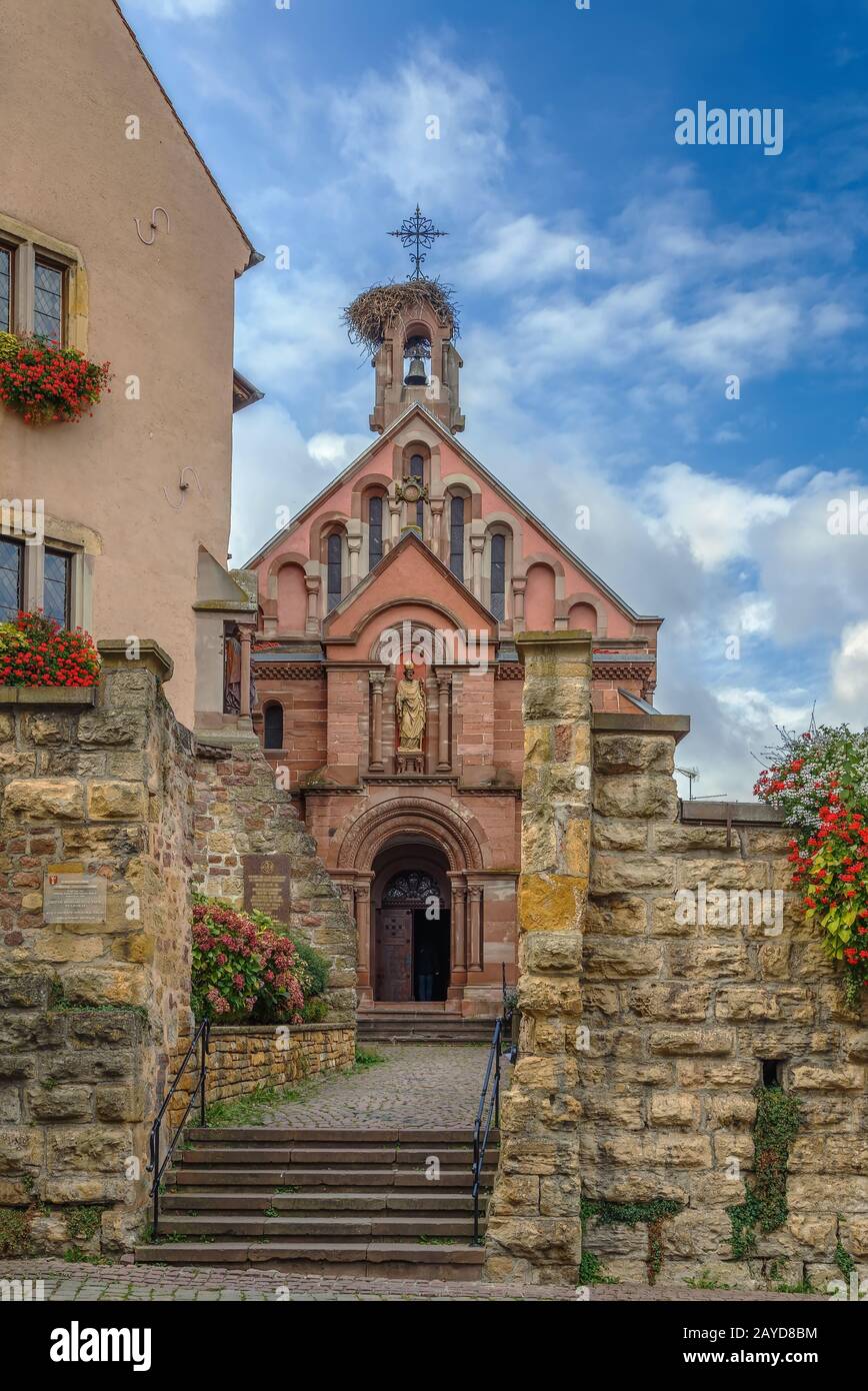 St. Leo Chapel, Eguisheim, Alsace, France Stock Photo