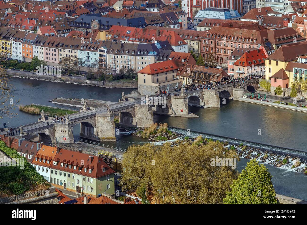 Alte Mainbrucke (old bridge), Wurzburg, Germany Stock Photo