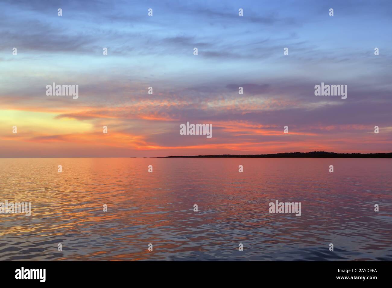 Sunset in White Sea, Russia Stock Photo