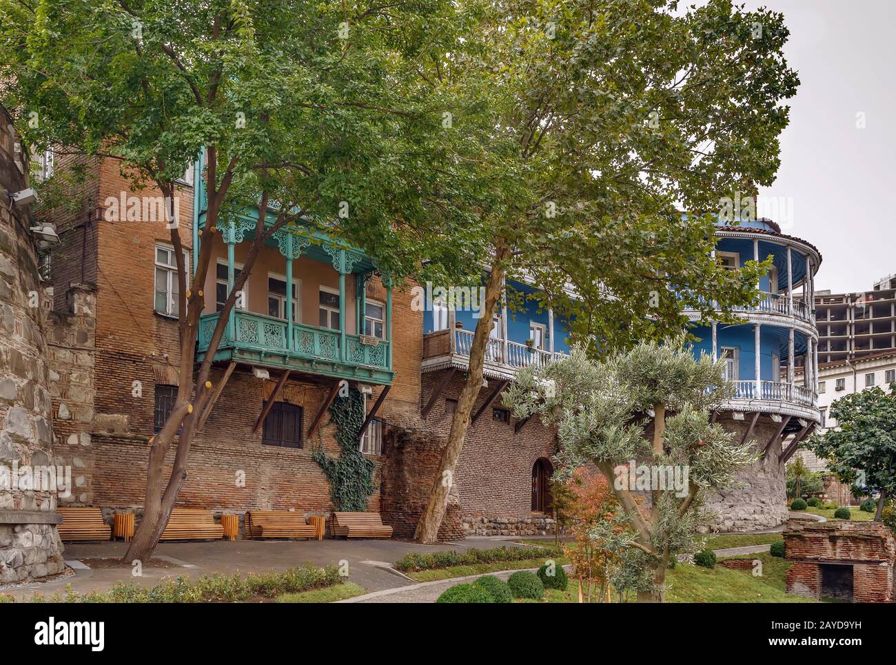 Houses with balconies, Tbilisi, Georgia Stock Photo