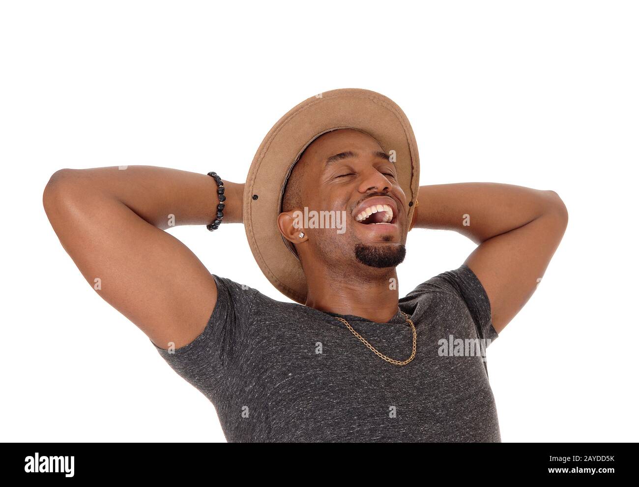 Happy laughing African American man Stock Photo