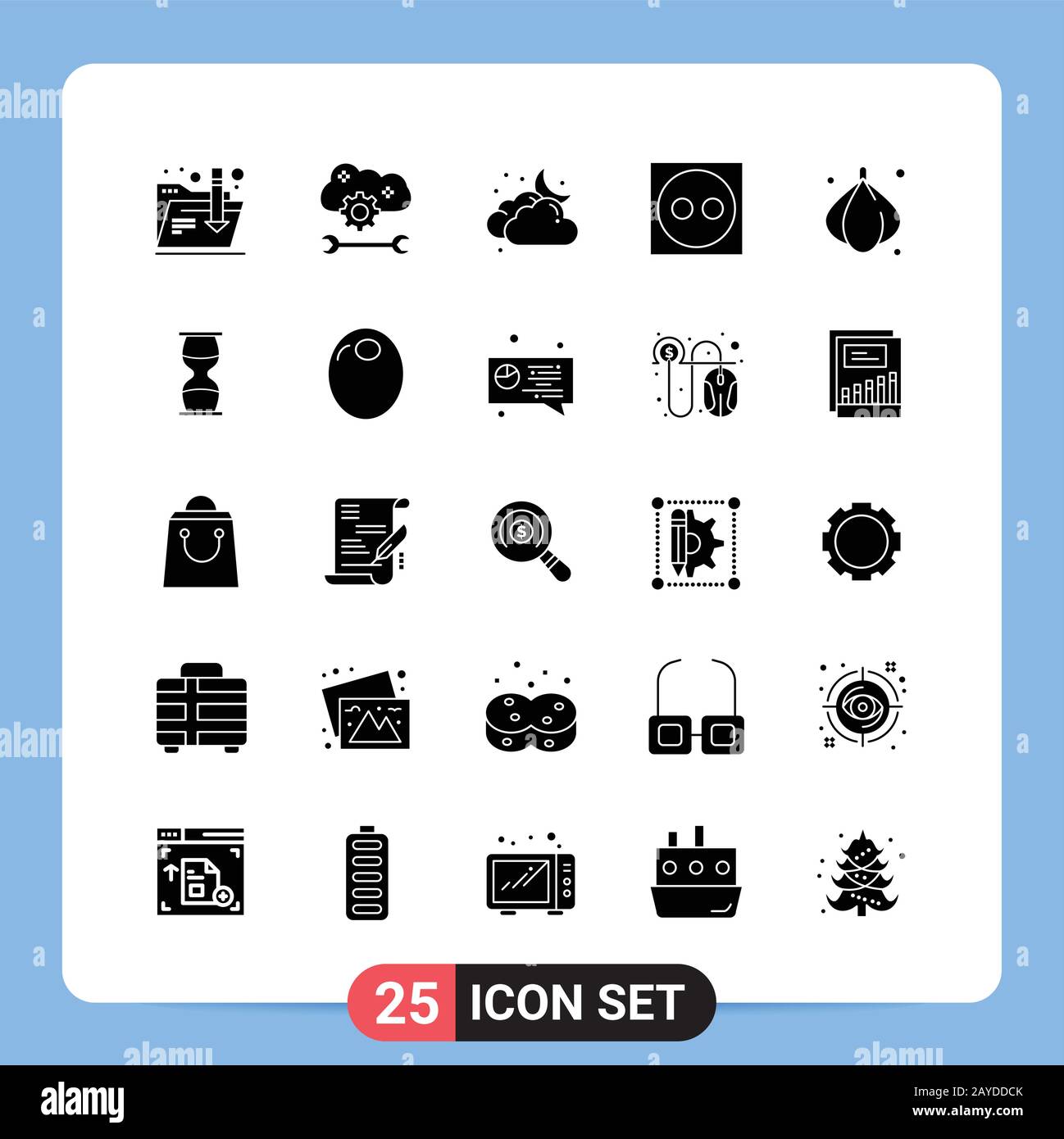 25 Solid Black Icon Pack Glyph Symbols for Mobile Apps isolated on ...