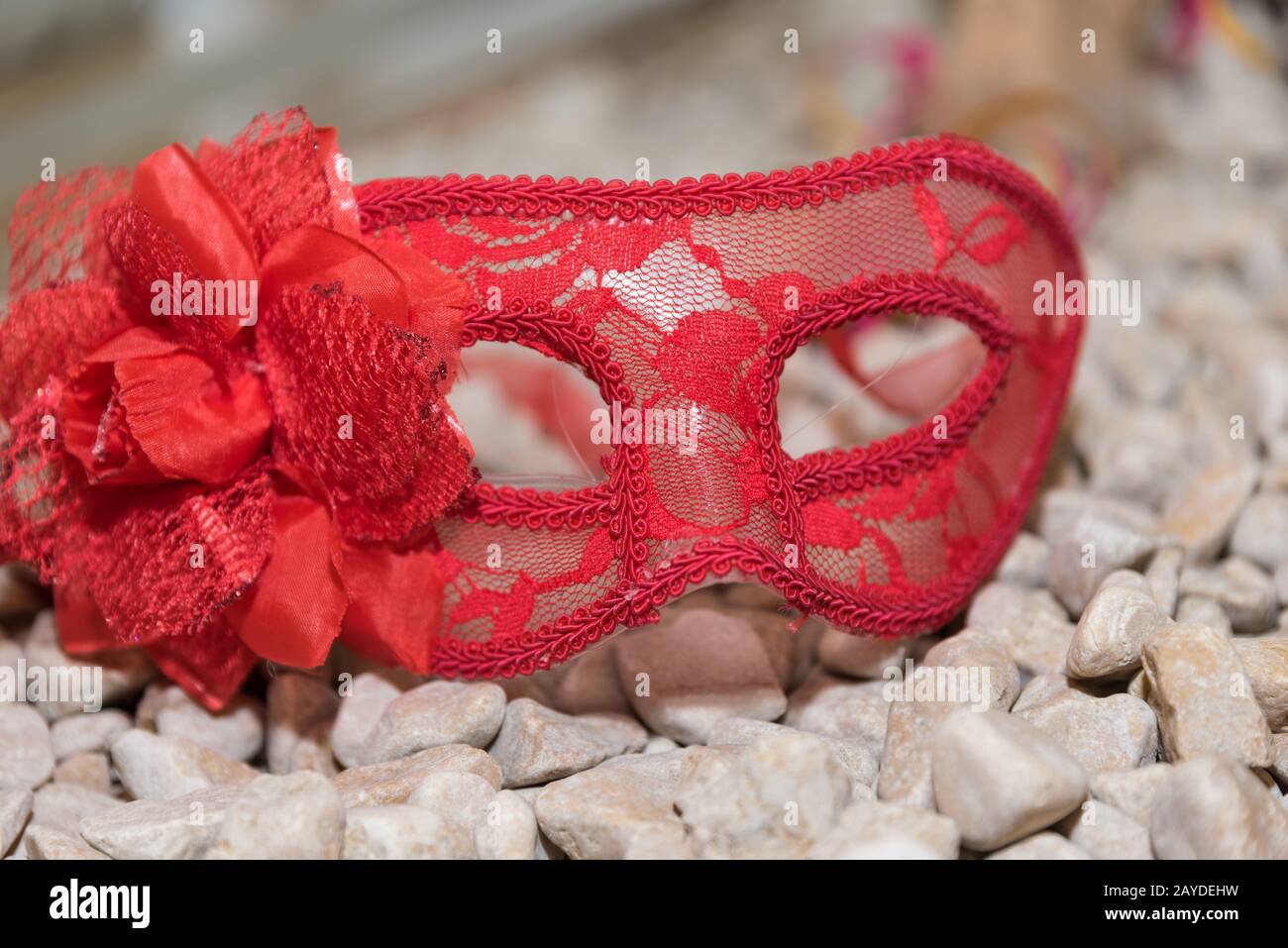 red eye mask for the carnival - closeup half mask carnival Stock Photo