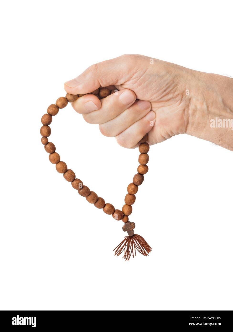 Hand with prayer beads Stock Photo