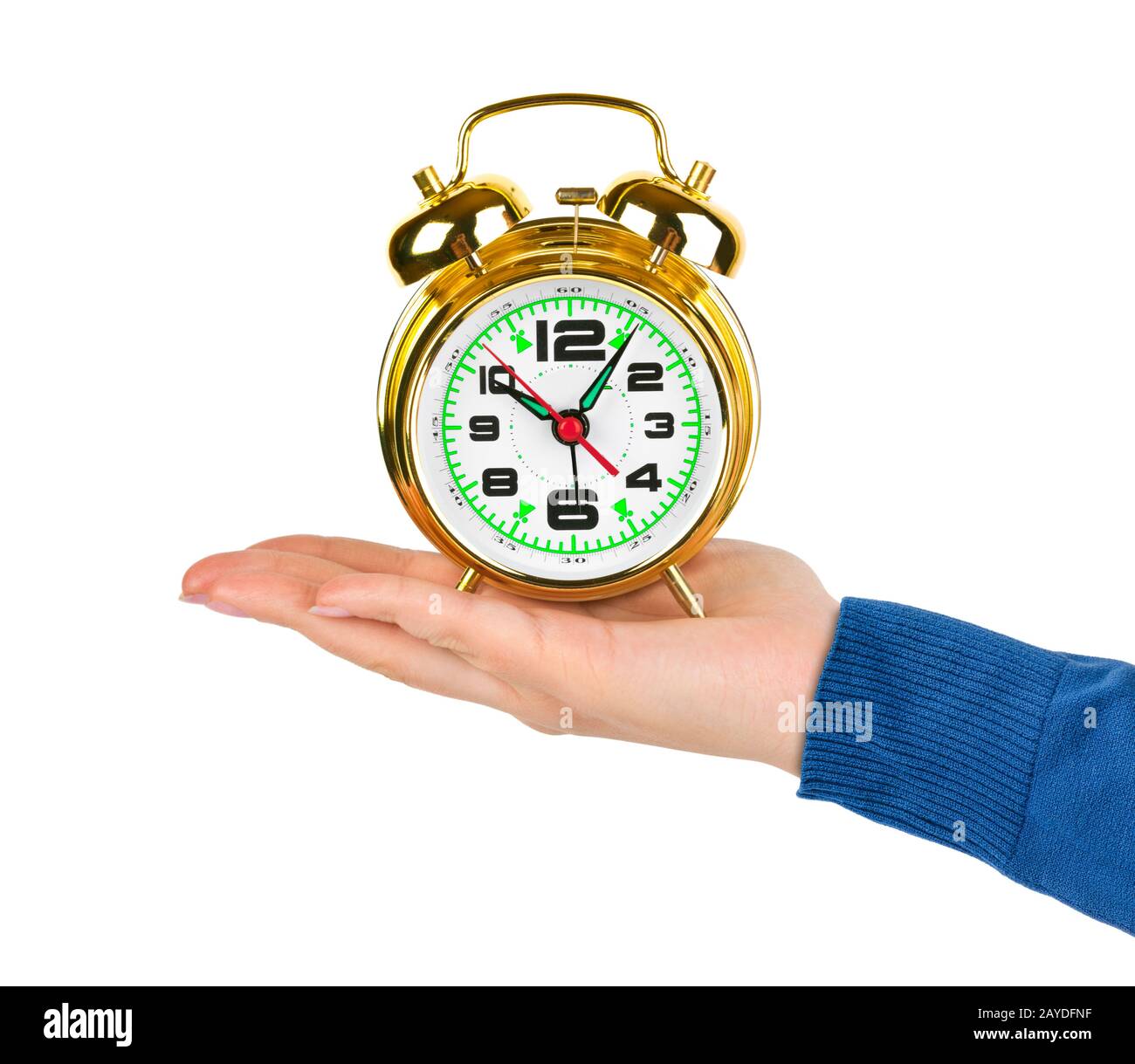 Hand with alarm clock Stock Photo Alamy