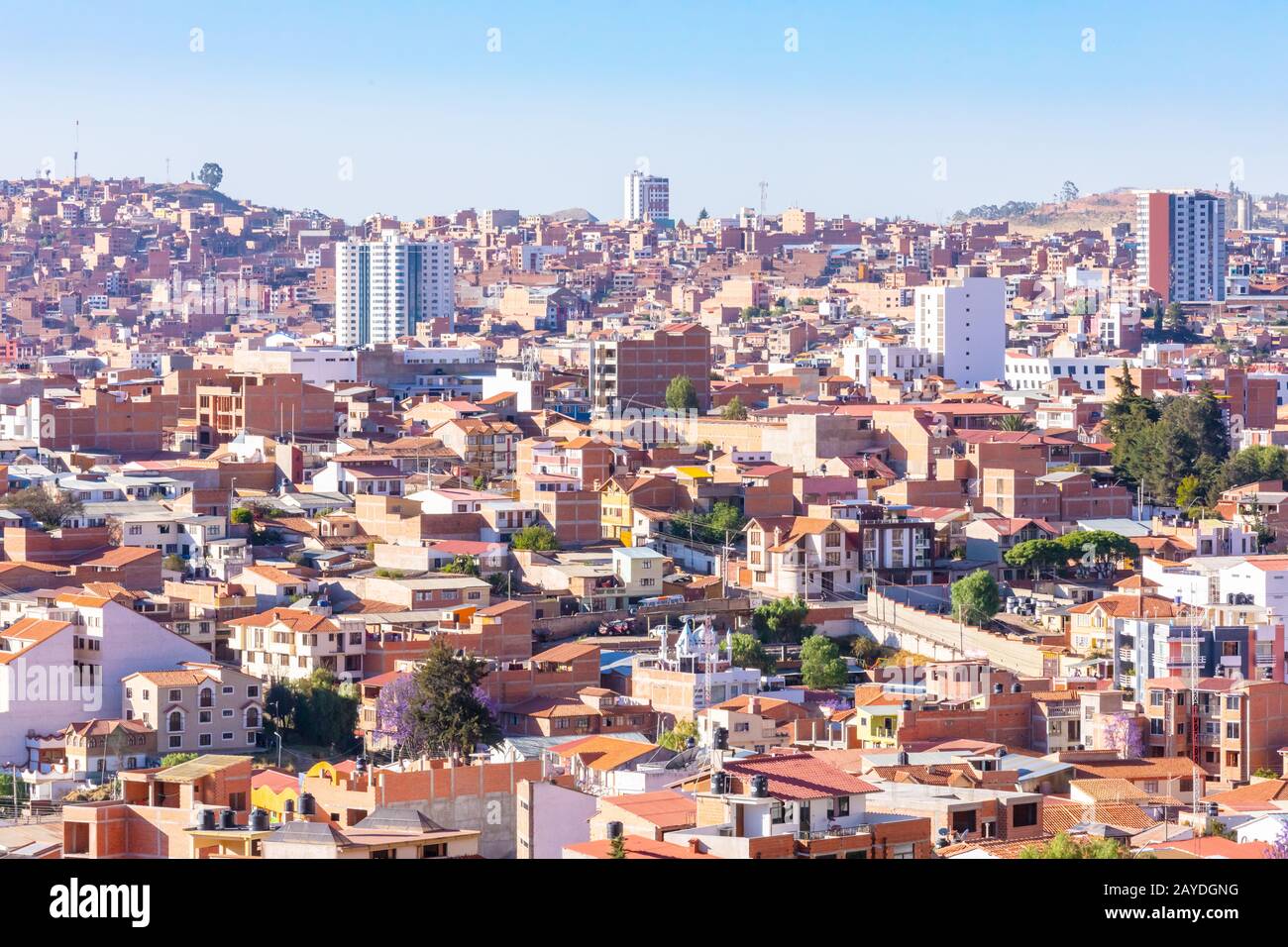 Sucre Bolivia city center aerial view Stock Photo