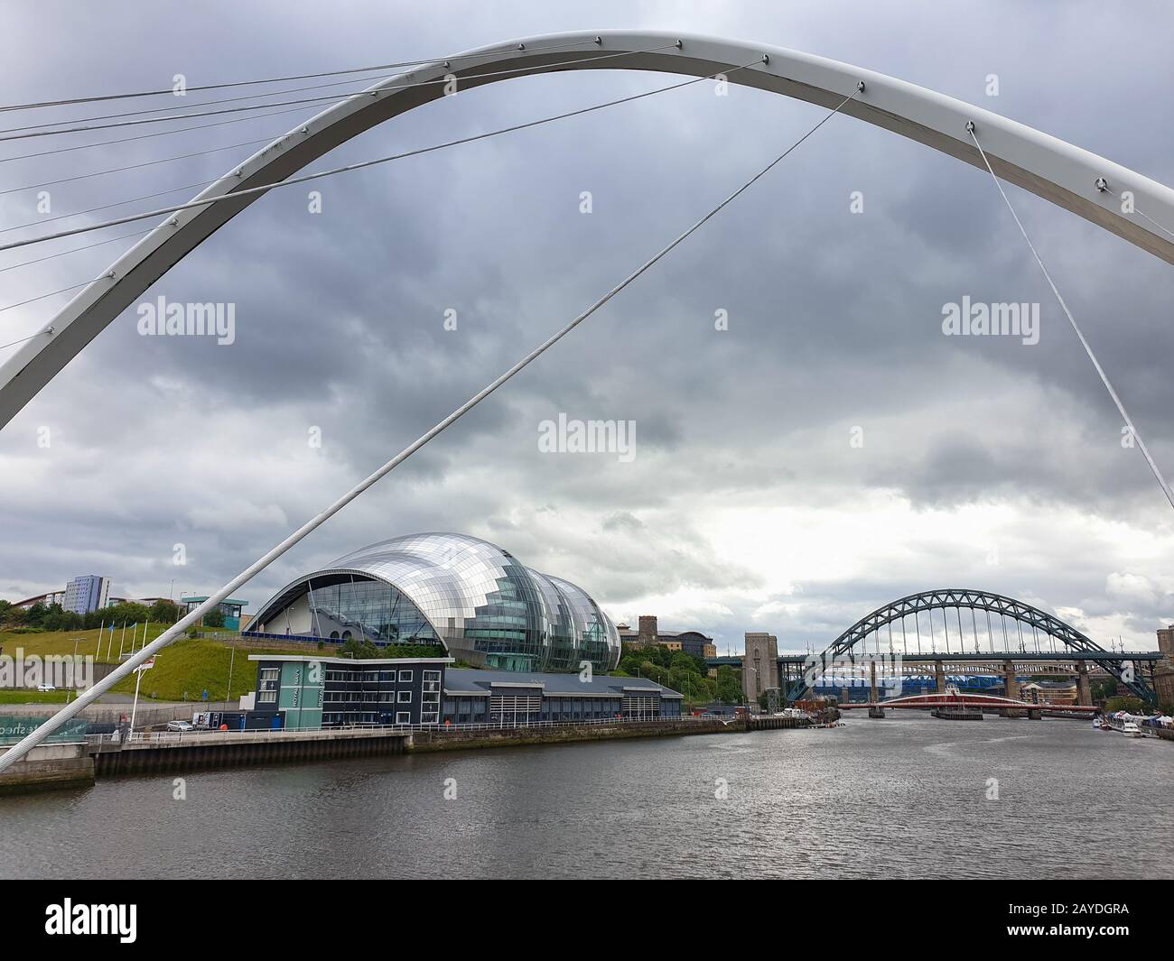 View of Newcastle and Gateshead Quayside and Bridges in north east  England Stock Photo
