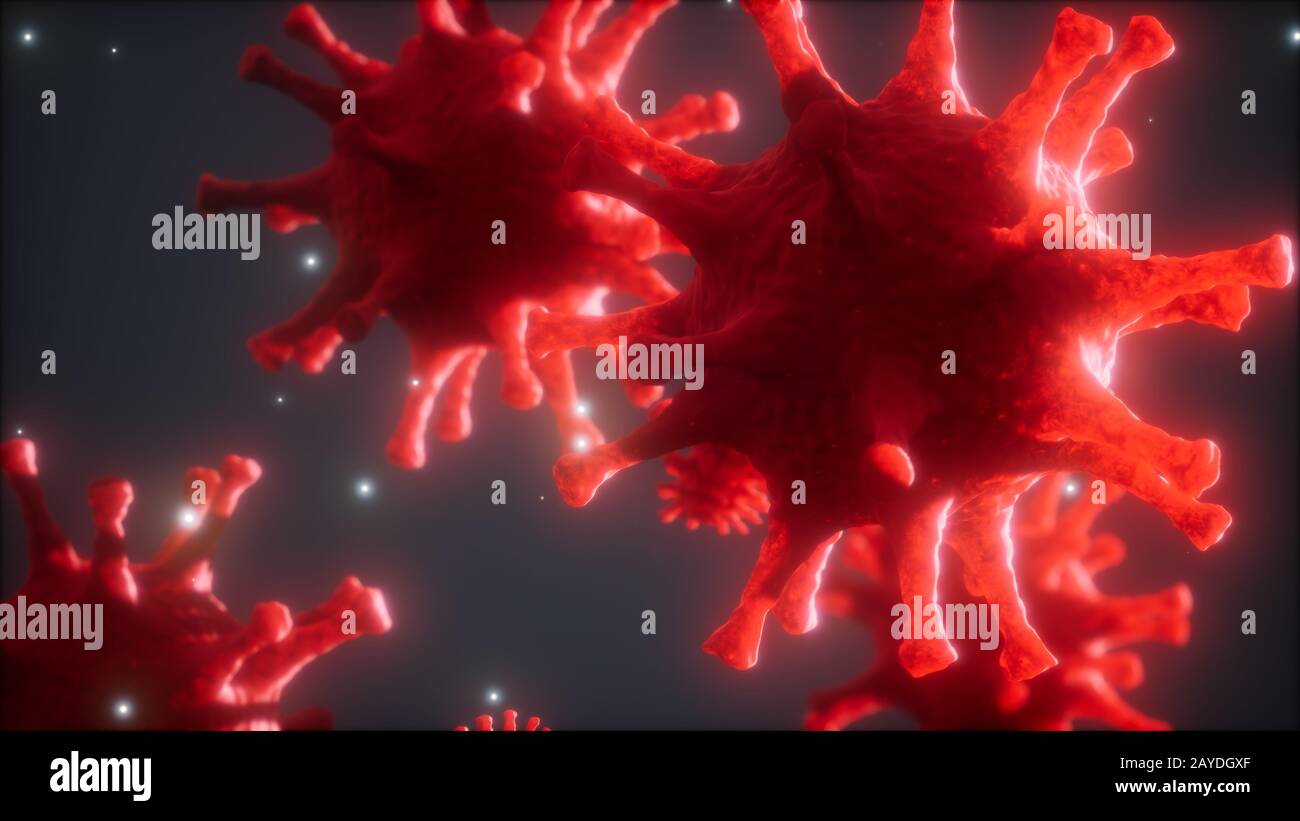 Bacteria virus or germs microorganism cells under microscope with depth ...