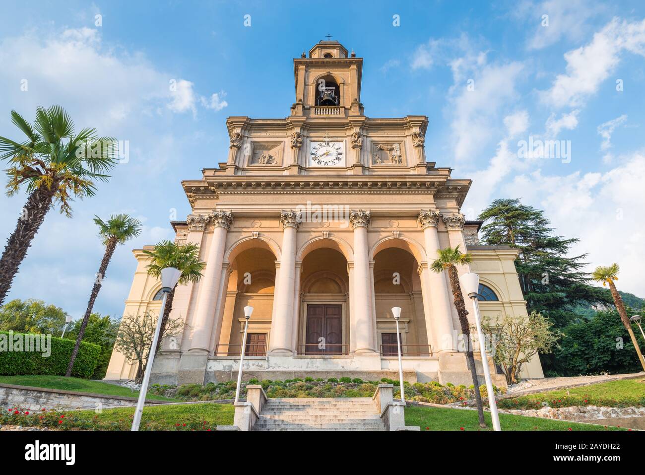 Historic center of a Swiss city. Mendrisio with the main church Stock Photo