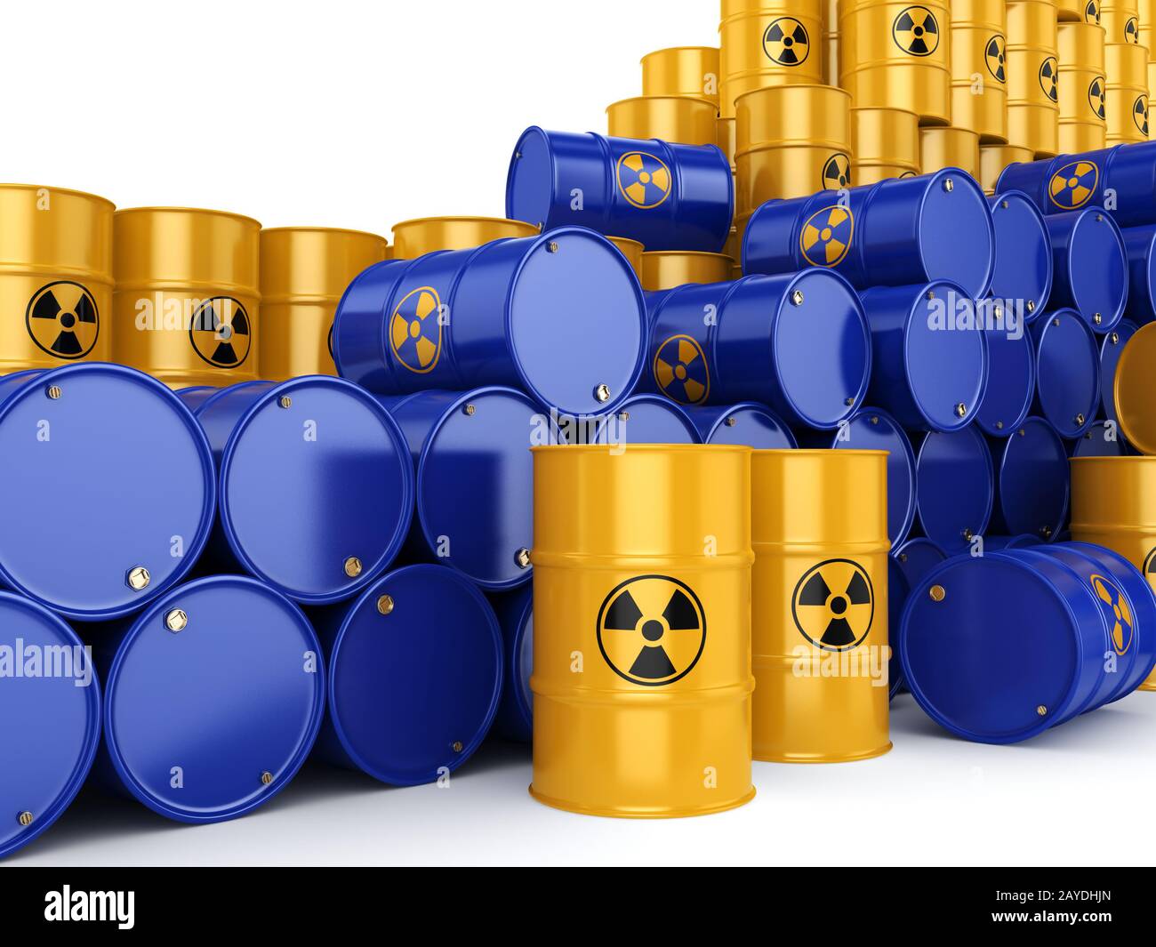 3D rendering radioactive barrels Stock Photo - Alamy