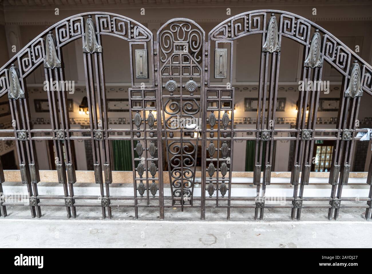 Wrought railing in Art Nouveau style Stock Photo - Alamy