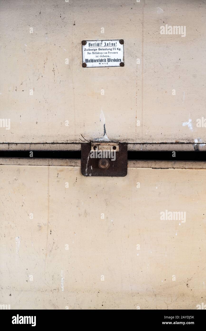 Old elevator for transporting laundry Stock Photo Alamy