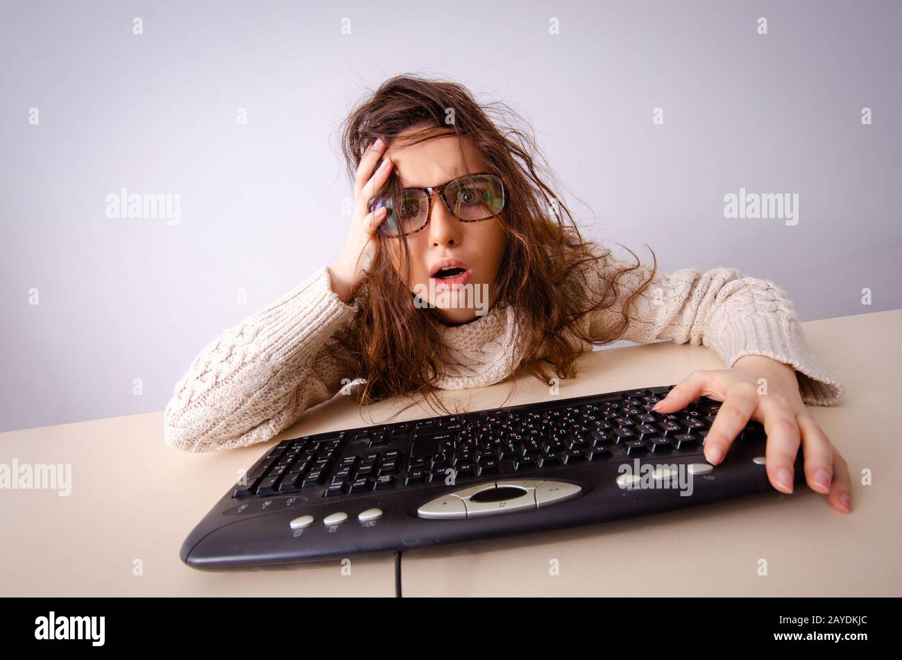 Hacker girl working computer hi-res stock photography and images - Alamy
