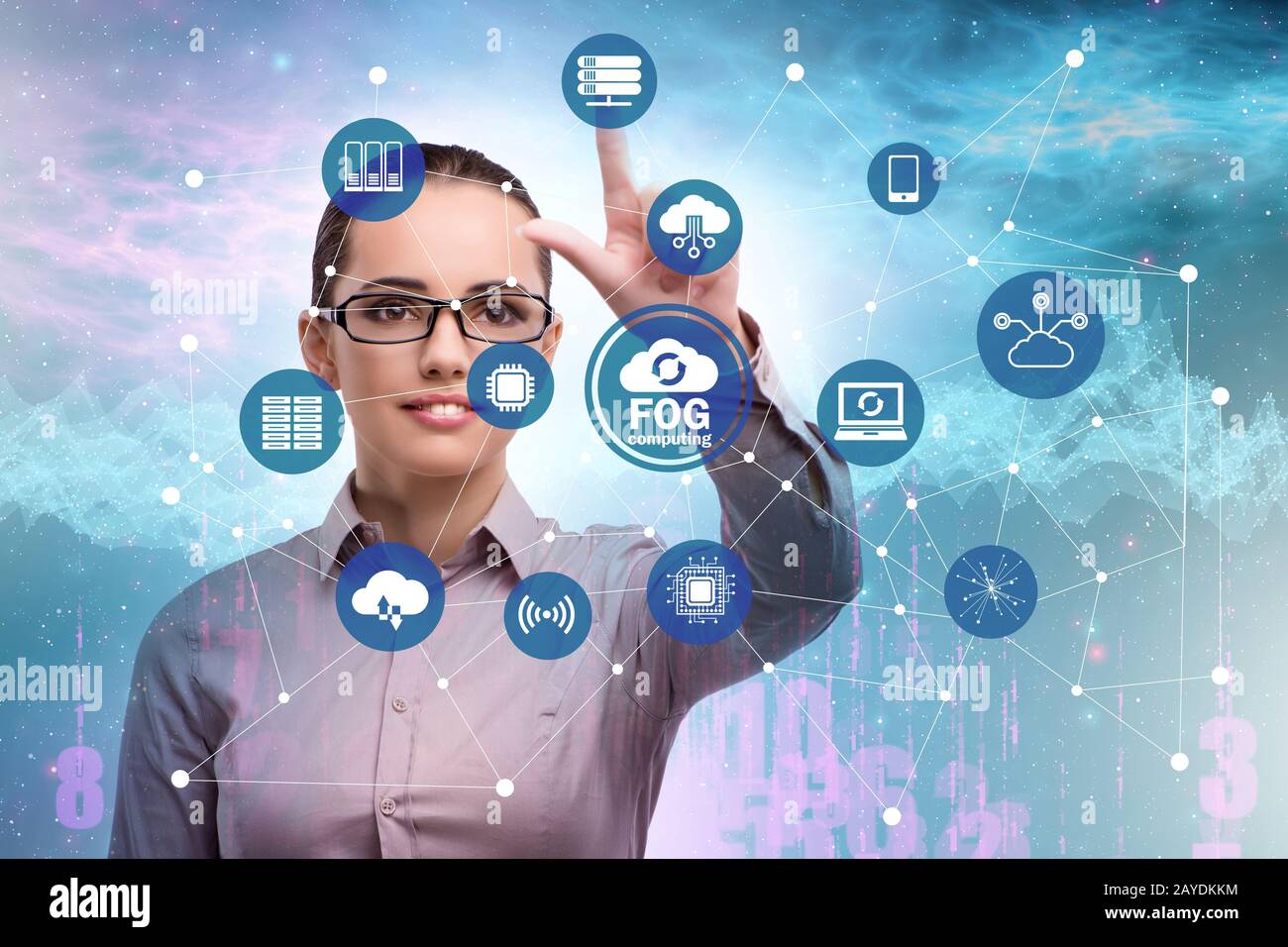 Businessman in edge and fog computing concept Stock Photo - Alamy
