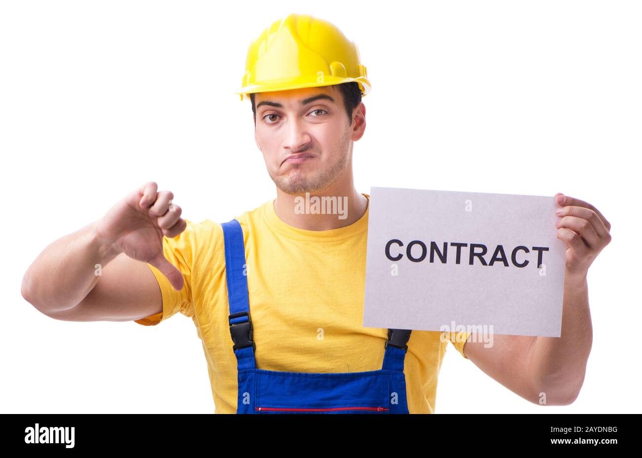 Worker not happy with his employment contract Stock Photo