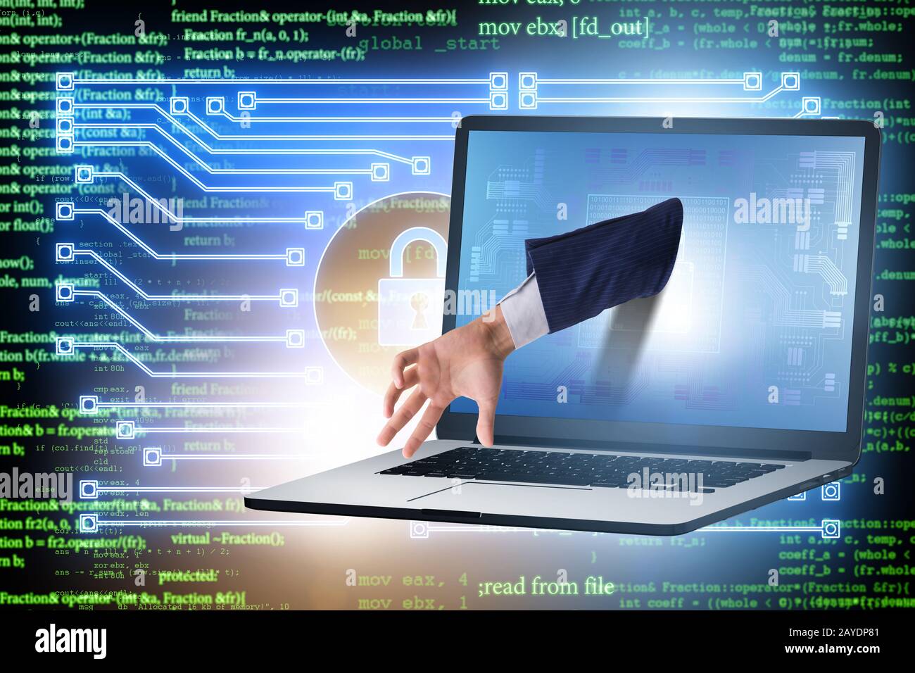 Hacker man trying to steal personal data Stock Photo