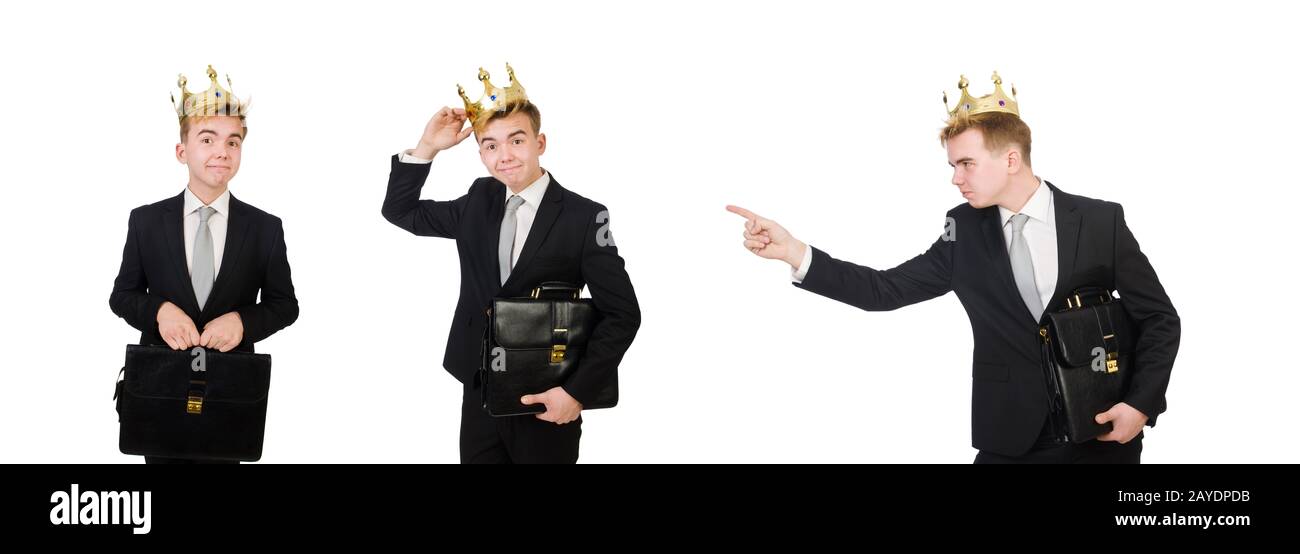 Concept of king businessman with crown Stock Photo