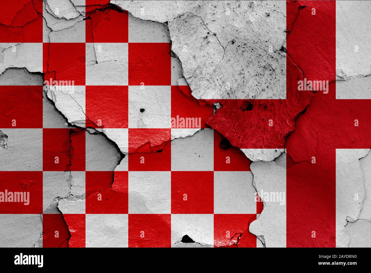 depiction of Croatian checkerboard flag and England flag Stock Photo