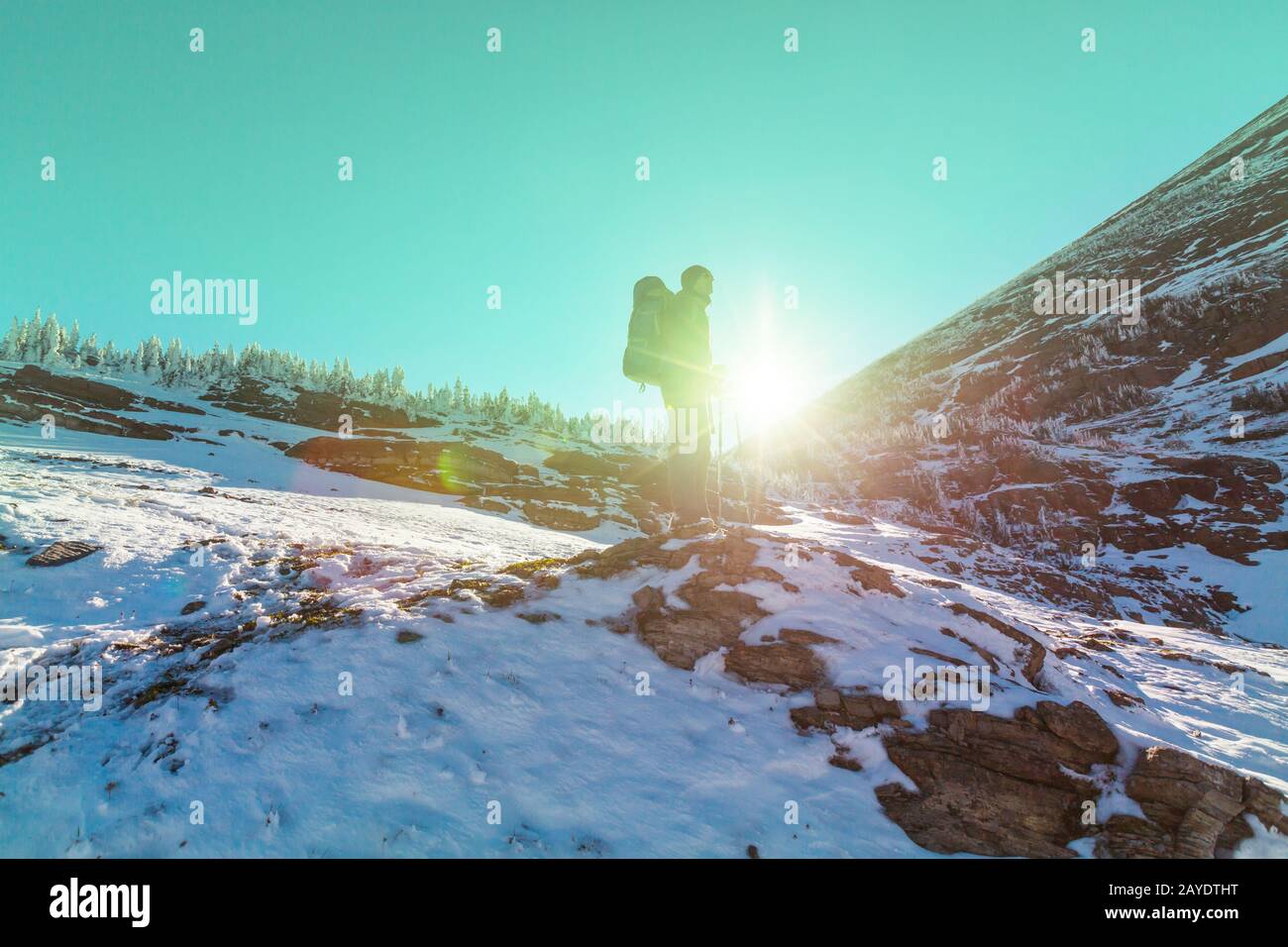 Winter hike Stock Photo