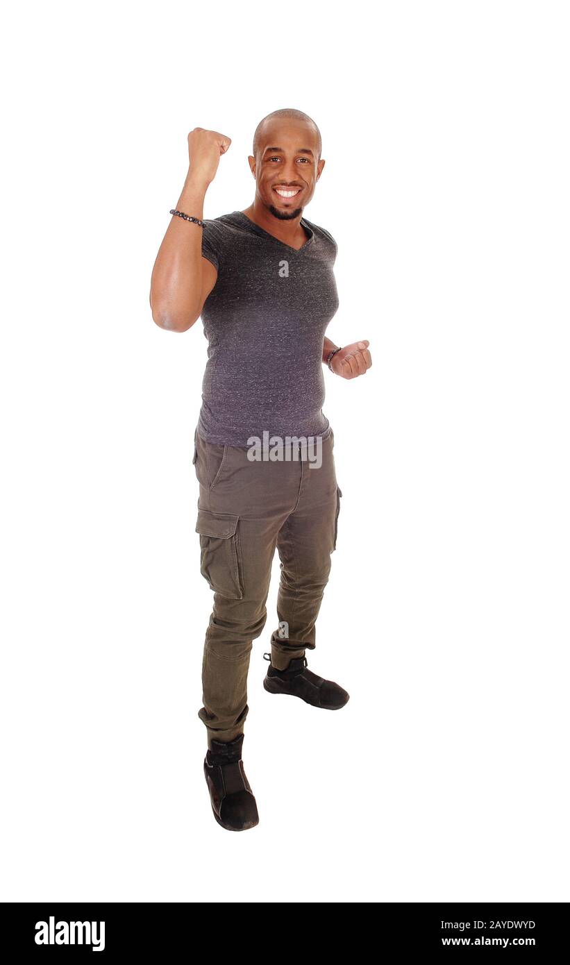 African man lifting his fists, ready for fight Stock Photo