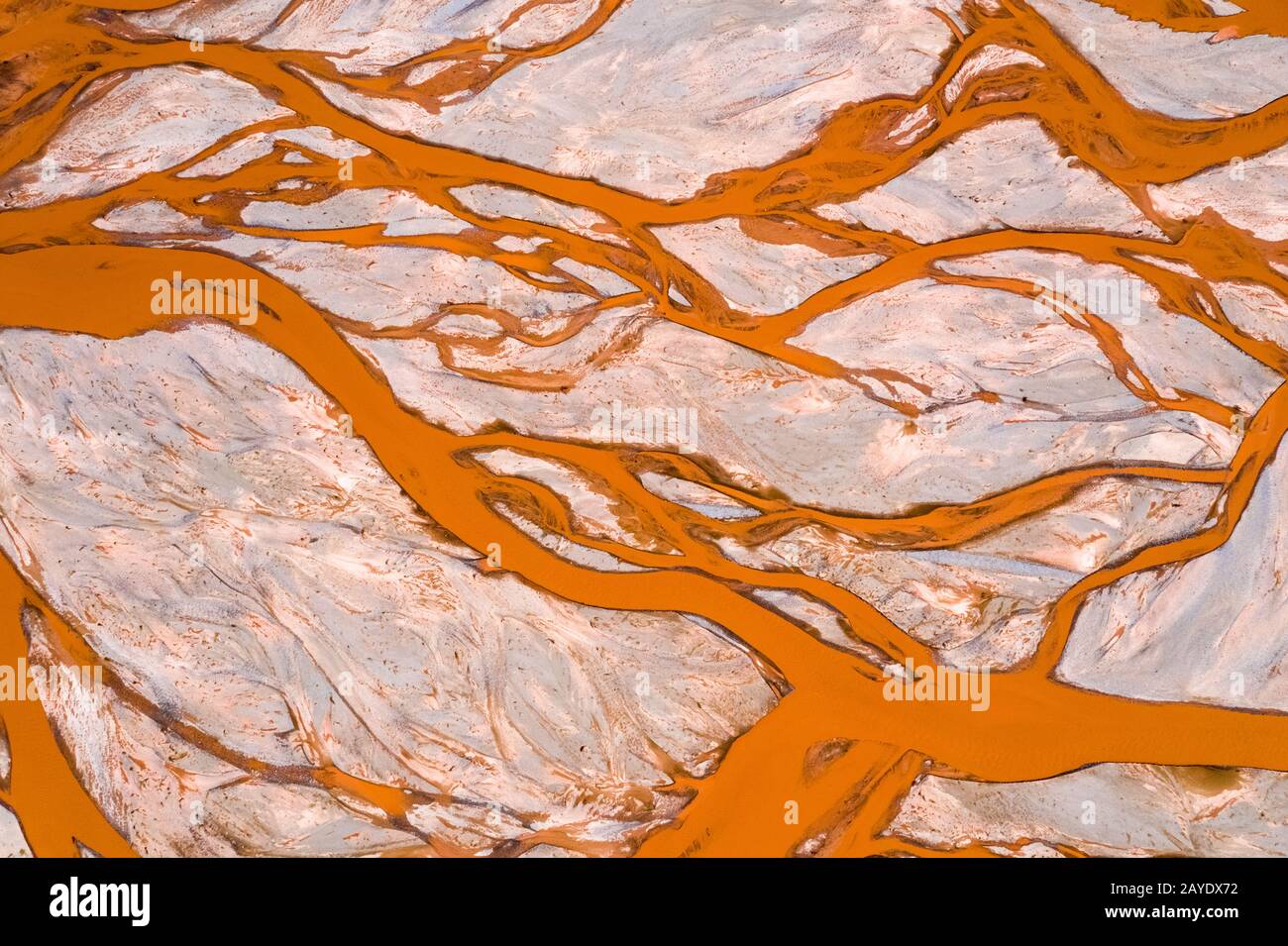 branching orange riverbed Stock Photo