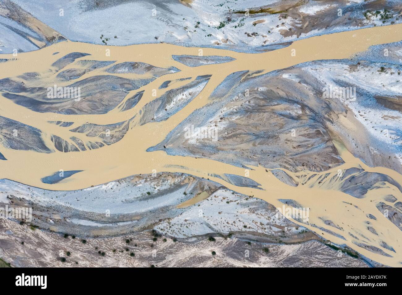 aerial view of kunlun river Stock Photo