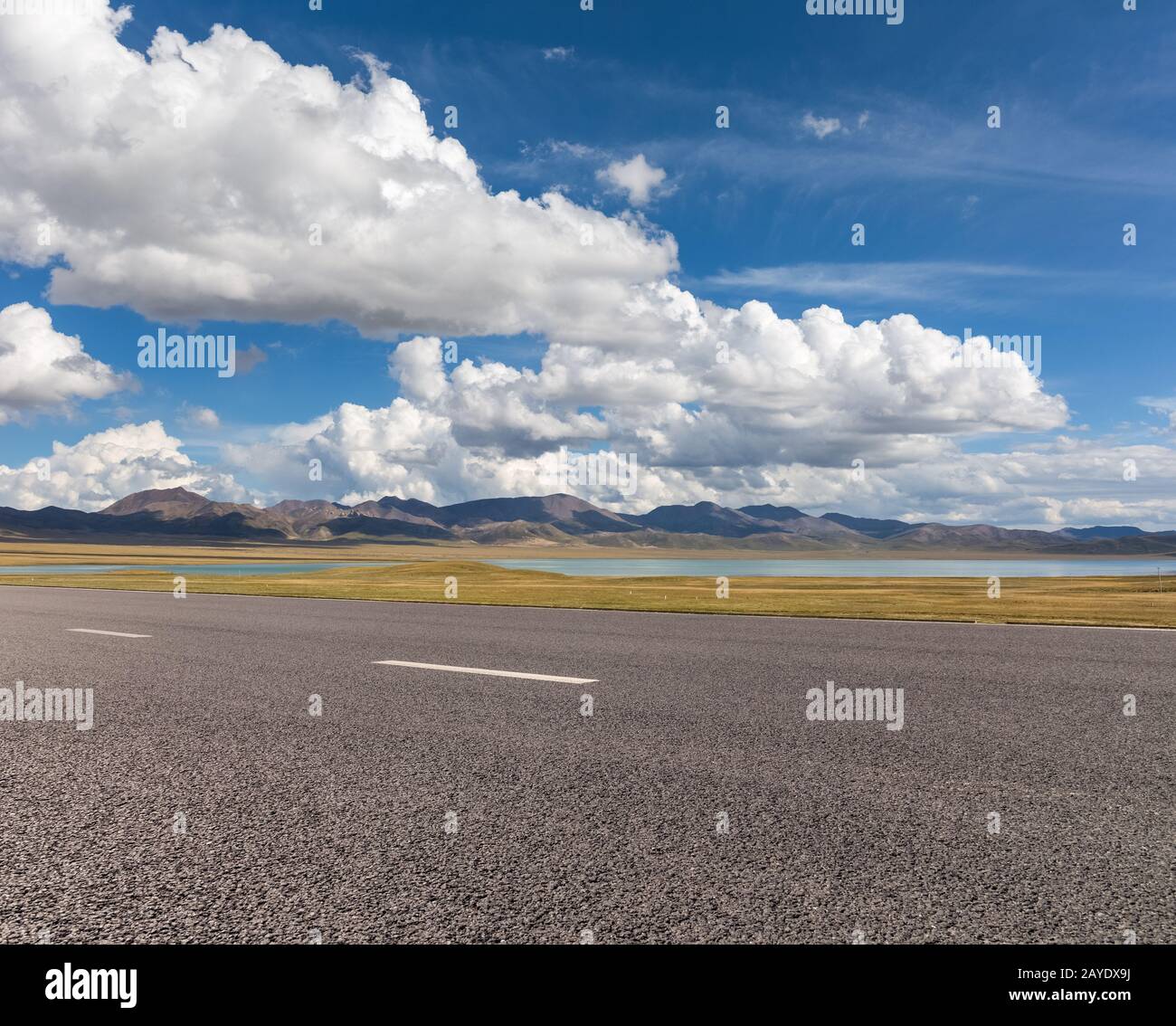 road and plateau scenery Stock Photo