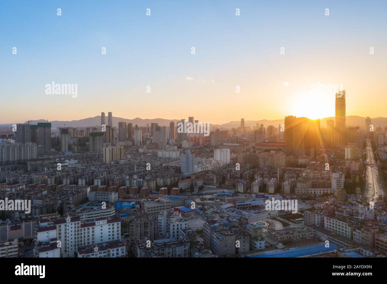 kunming cityscape in sunset Stock Photo