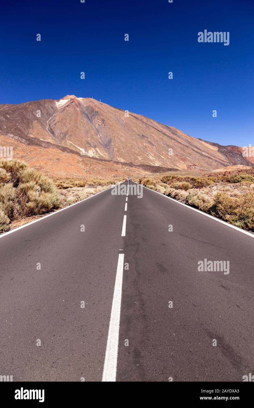 Road through the Teide National Park, Tenerife, Canary Islands Stock Photo