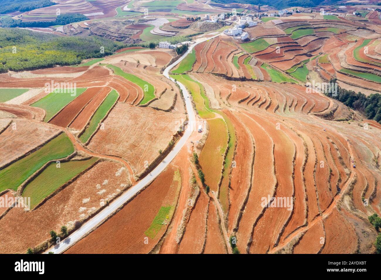 beautiful yunnan red land landscape Stock Photo
