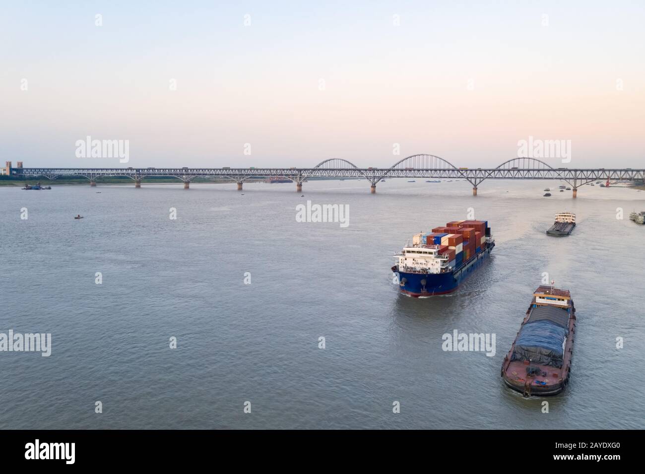 aerial view of yangtze river scenery in jiujiang Stock Photo