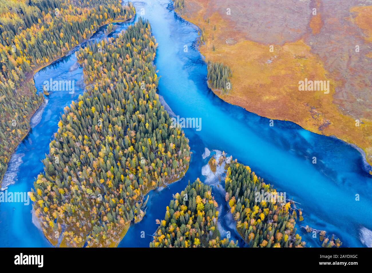 xinjiang kanas landscape in autumn Stock Photo