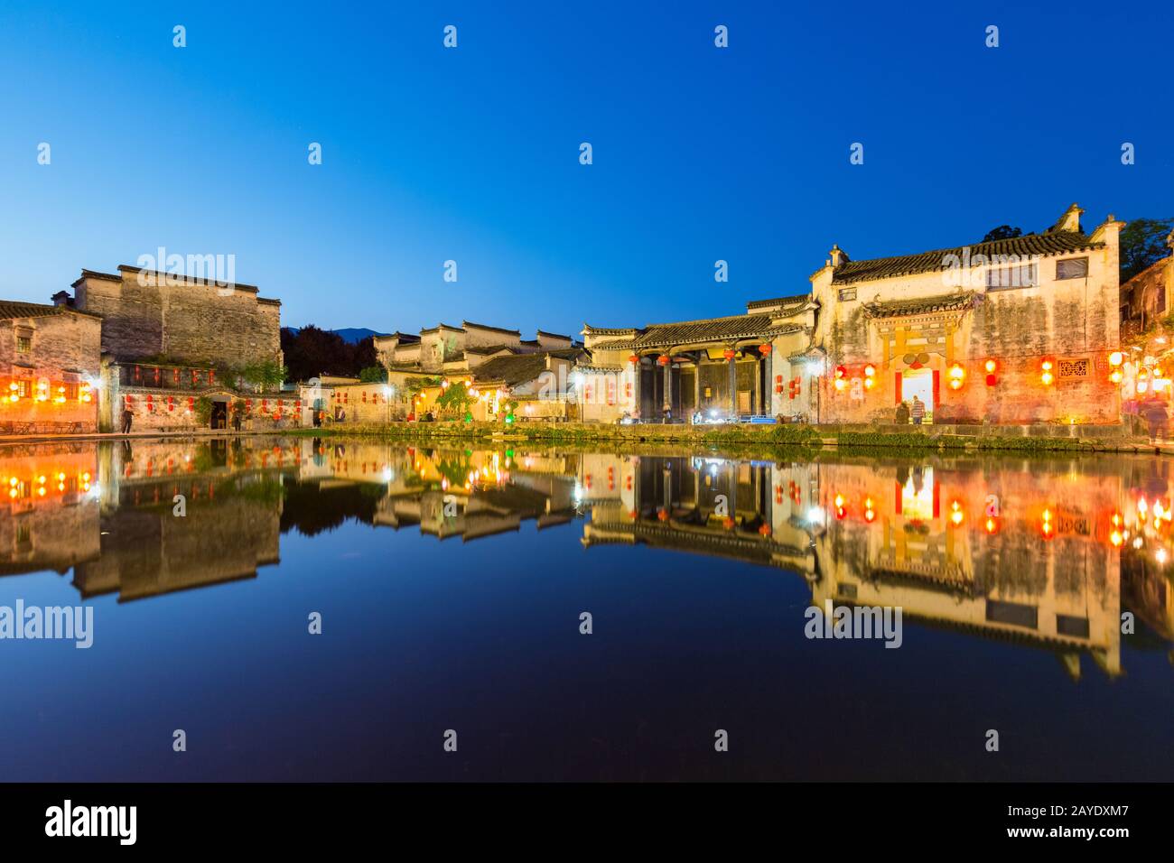 beautiful night view of hongcun ancient villages Stock Photo