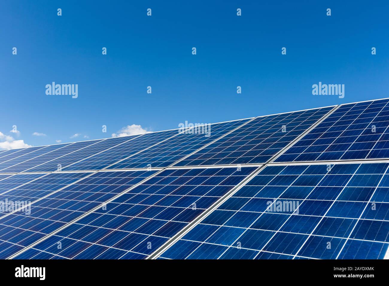 solar panels against a blue sky Stock Photo