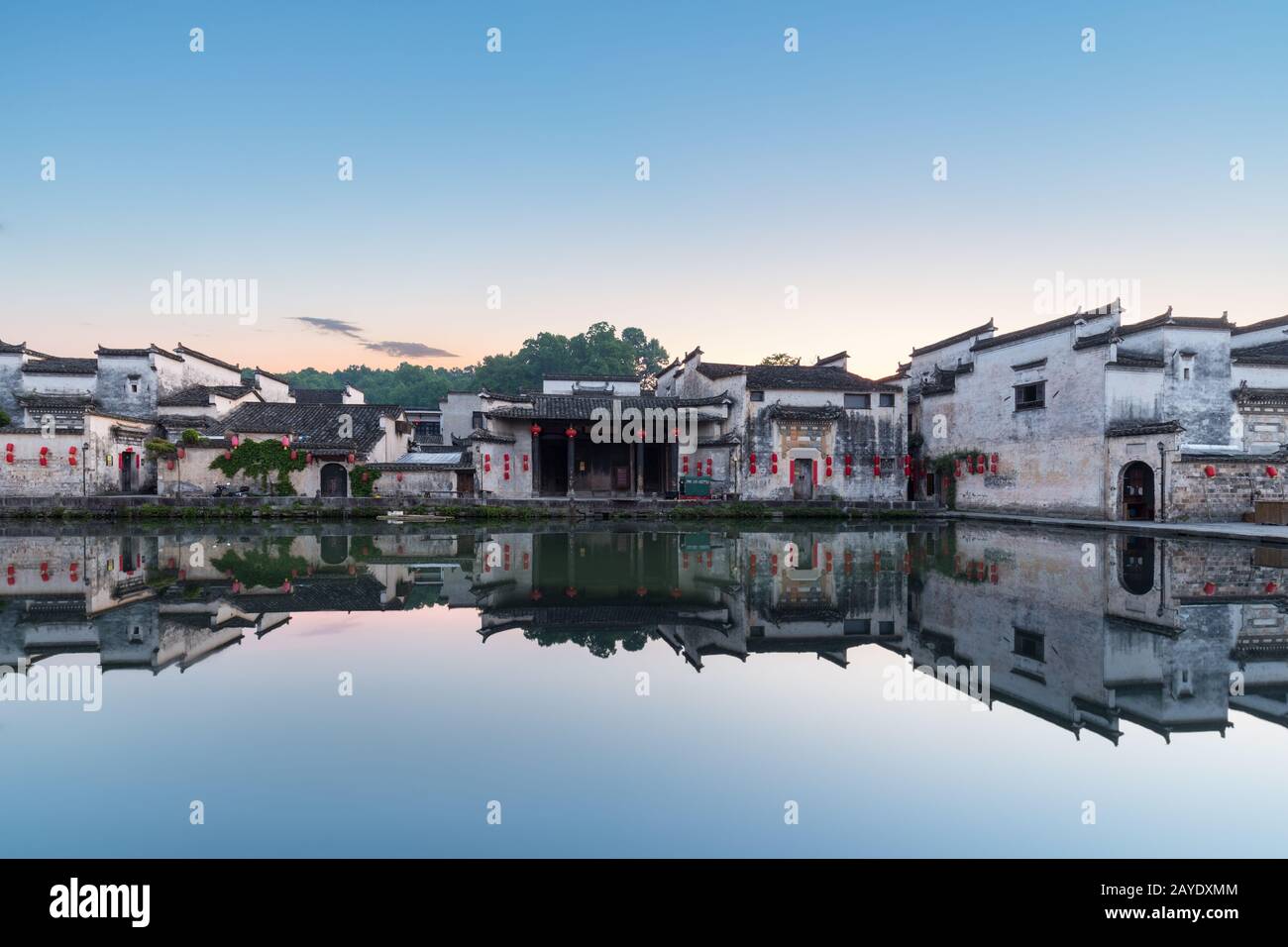 hinese ancient houses and reflection Stock Photo