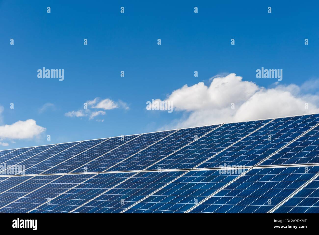 solar panels closeup against a sunny sky Stock Photo