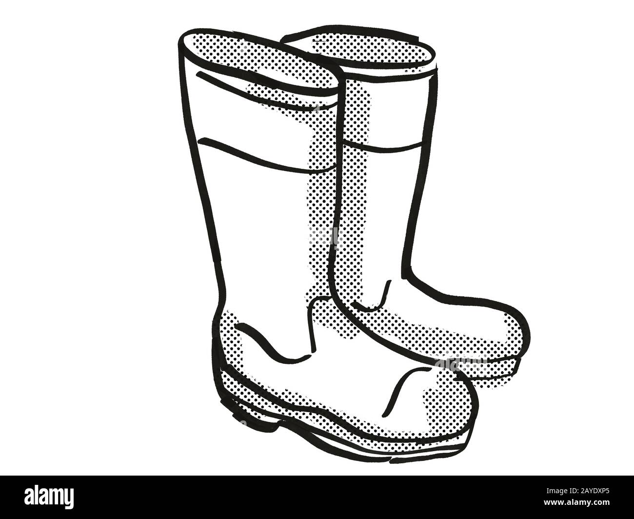 Wellington Rubber Boots or Gumboots Cartoon Retro Drawing Stock Photo ...